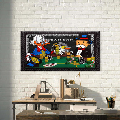 Billionaire Gamers Card Table Wall Art Canvas Office Home Room Framed 120x60cm