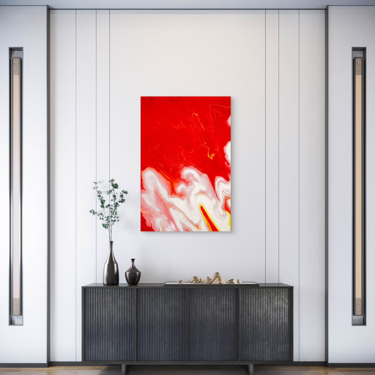 Red Psychedelic Background Design 60x90cm Metal Print Ready to Hang