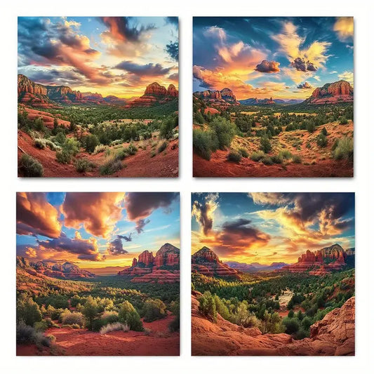 4pcs Paintings Sedona Landscape TU  Wall Art Canvas Framed