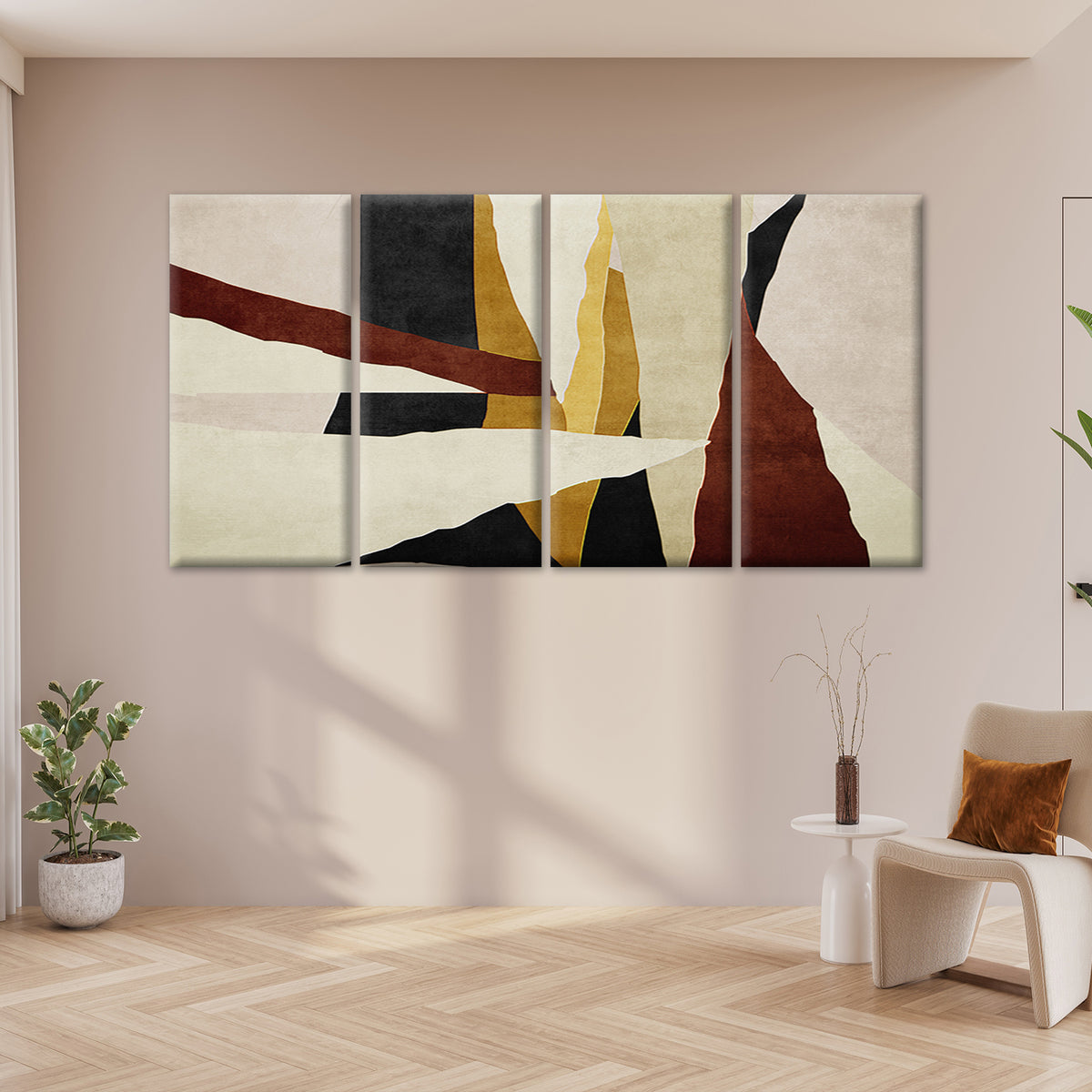 4pcs Modern Abstract Geometric Earth Tone Wall Art Canvas Framed 45x80cm        - High Quality Print 100% Australian Made Wall Canvas Ready to Hang