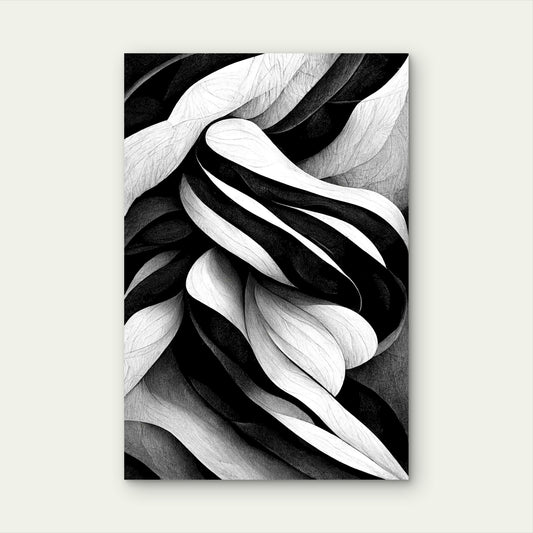 Modern Abstract Dynamic Shapes Black And White 60x90cm Metal Print Ready to Hang