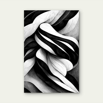 Modern Abstract Dynamic Shapes Black And White Metal Print Ready to Hang