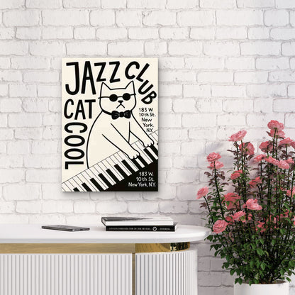 Jazz Cat Piano 60x90cm Metal Print Ready to Hang