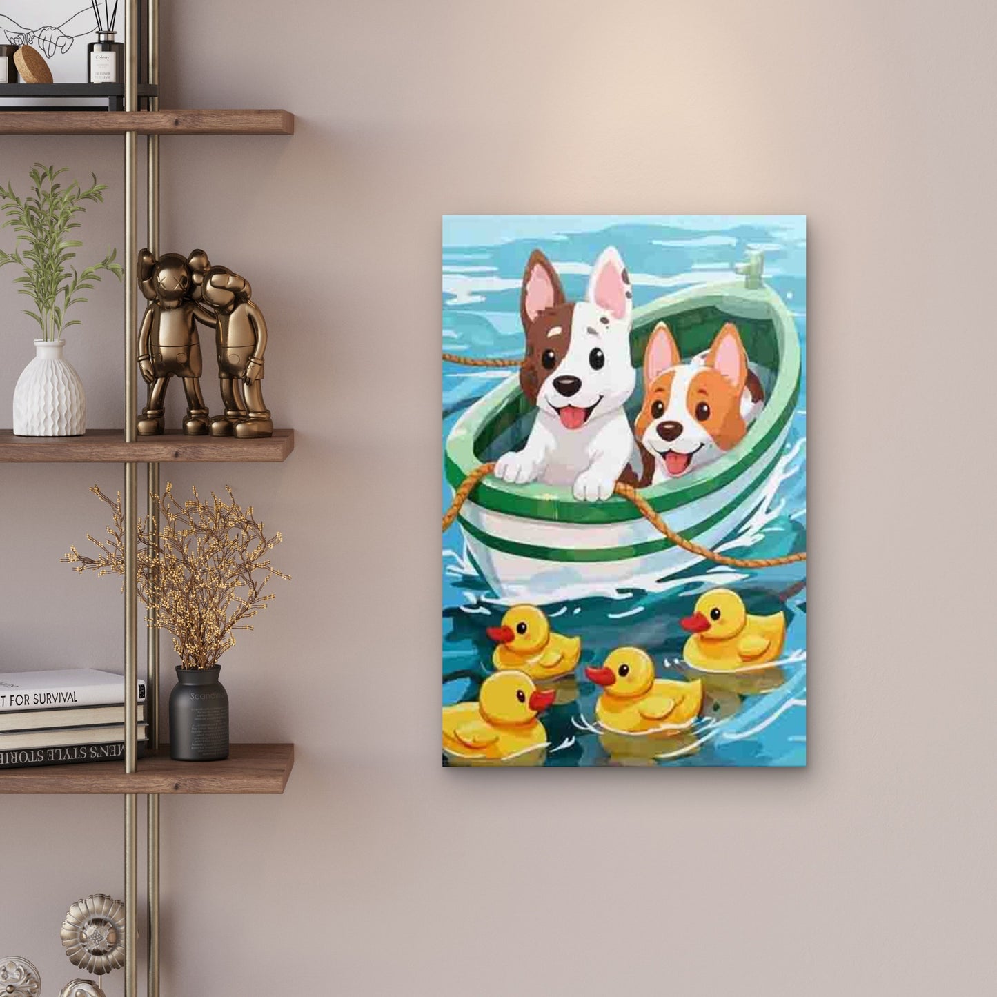 Boat Meets Ducks Themed Metal Print Ready to Hang