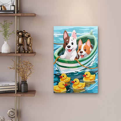 Boat Meets Ducks Themed Metal Print Ready to Hang