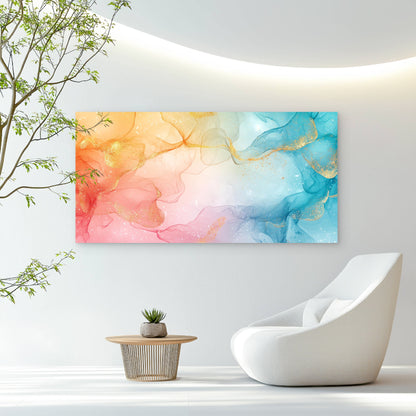 Golden Flow Through Pastels Wall Art Canvas Office Home Room Framed 120x60cm