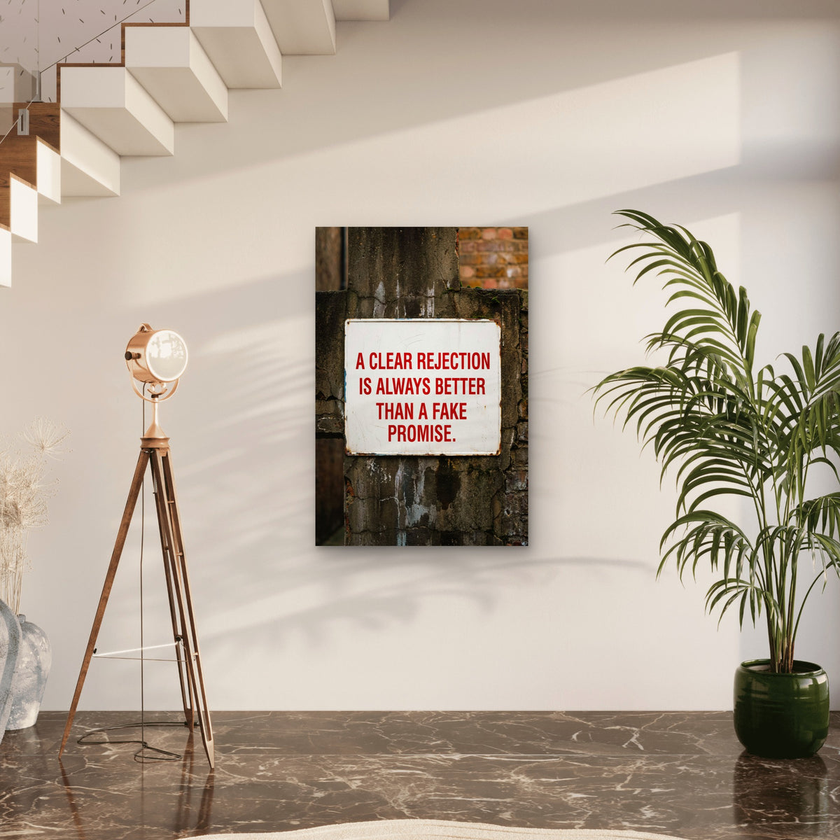 Sign with Inspirational Quote 40x60cm Metal Print Ready to Hang