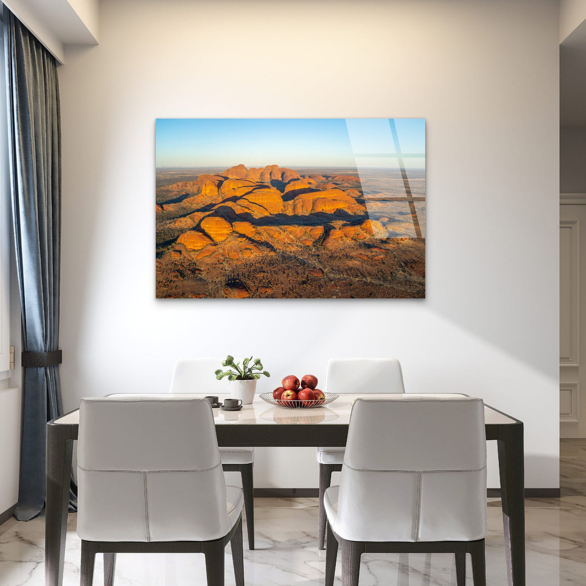 Aerial Sunrise View Of Kata Tjuta Rock Domes Desert Landscape Northern Territory Australia Acrylic Glass Printing Wall Art Australian Made