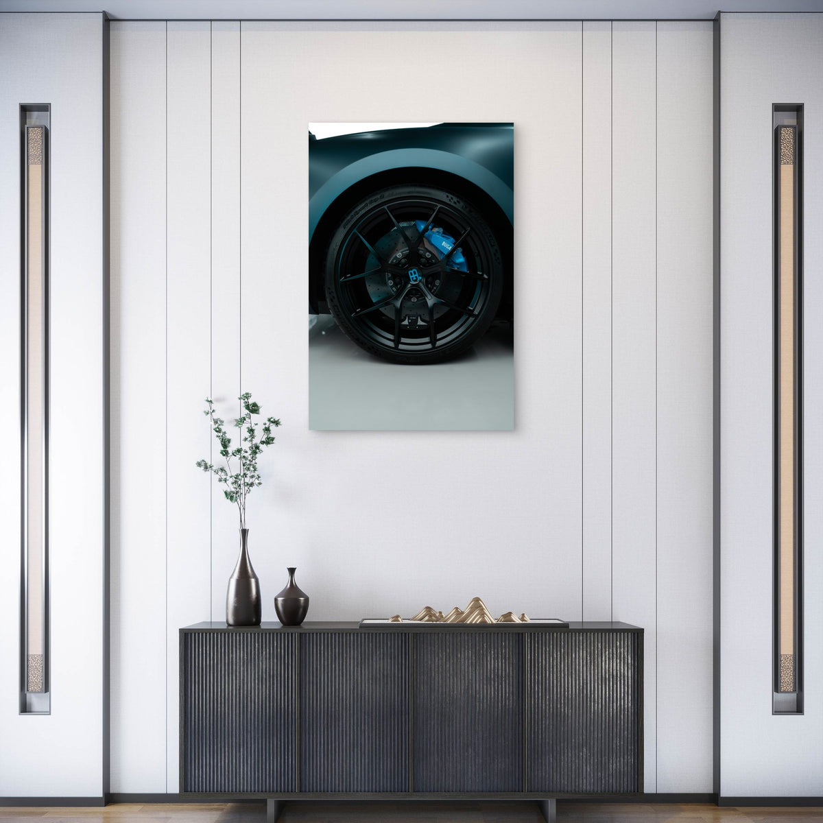 Wheel Of A Bugatti Chiron Sport 60x90cm Metal Print Ready to Hang