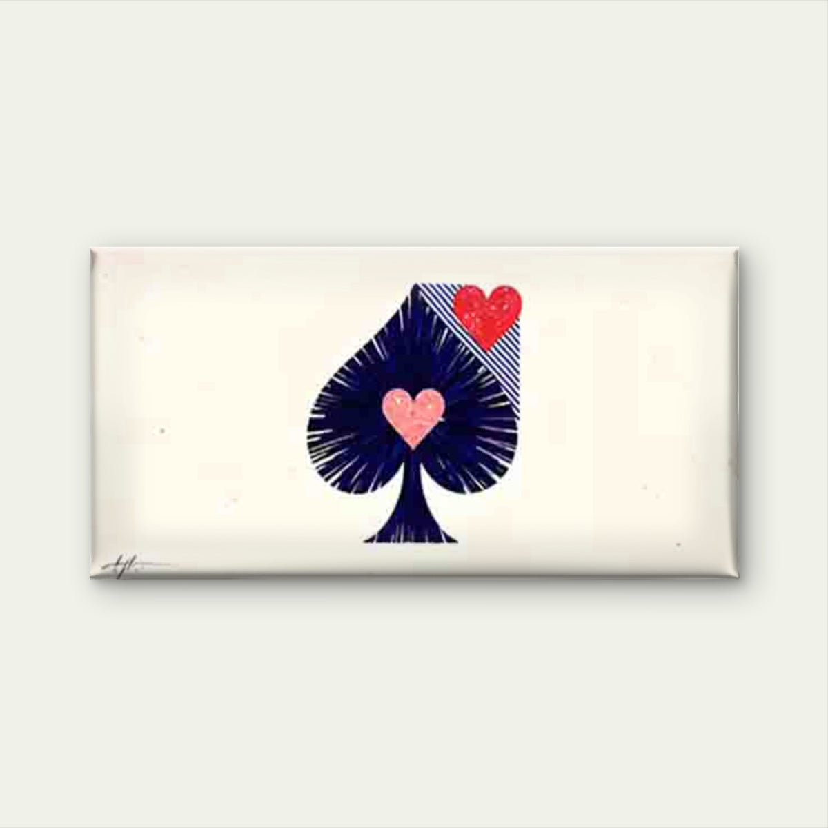 Spade-Shaped Red and Pink Heart Wall Art Canvas Office Home Room Framed 120x60cm