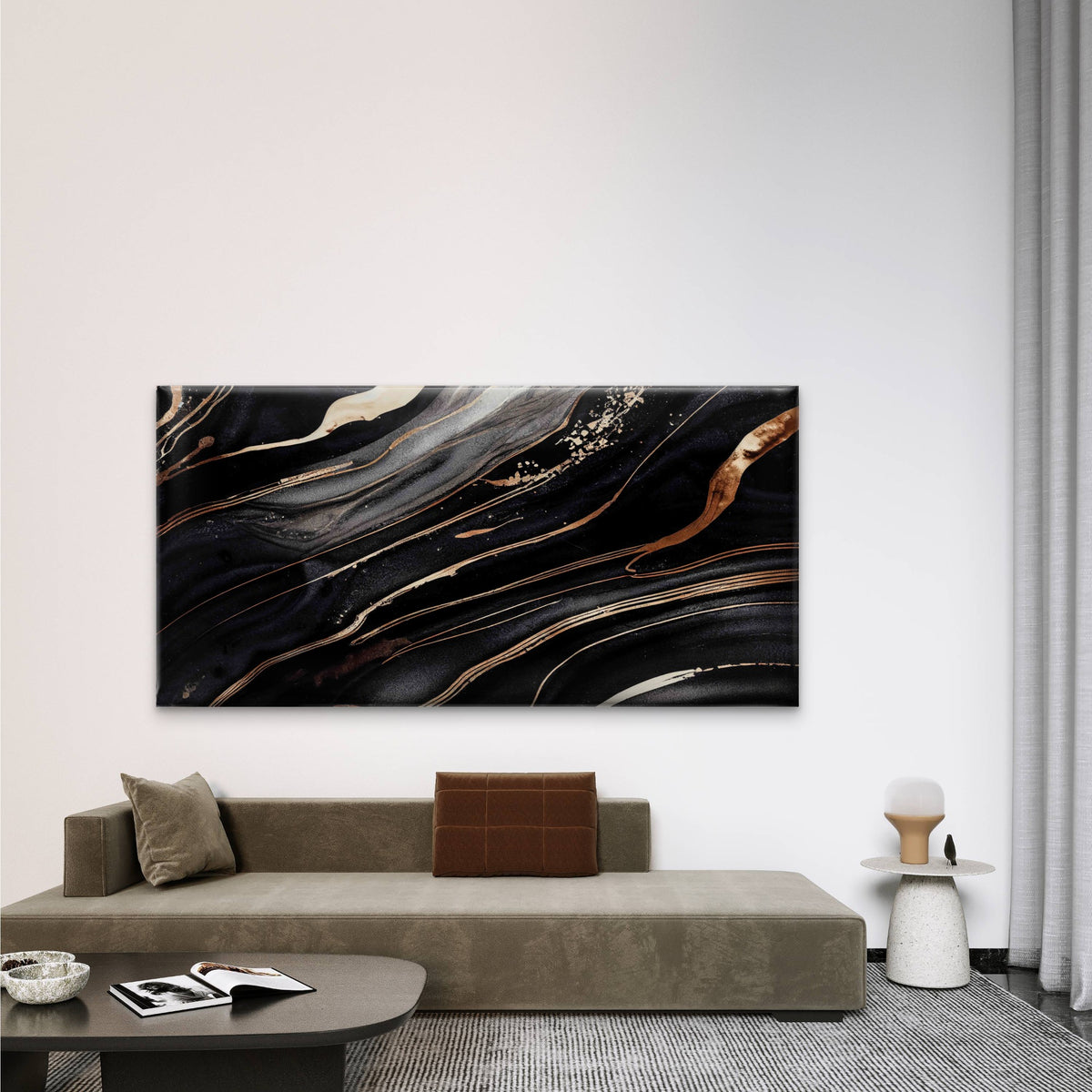 Abstract Marble Pattern Gold Wall Art Canvas Office Home Room Framed 120x60cm