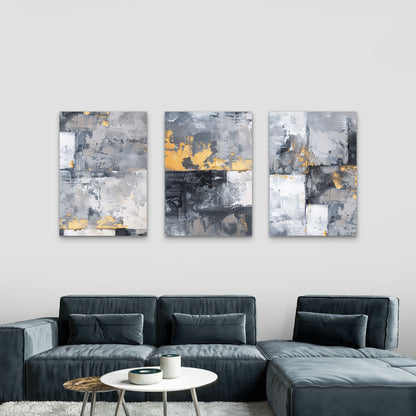 3pcs Grey Gold Textured Abstract Wall Art Set Canvas Framed 40x60cm - High Quality Print 100% Australian Made Wall Canvas Ready to Hang (Copy)