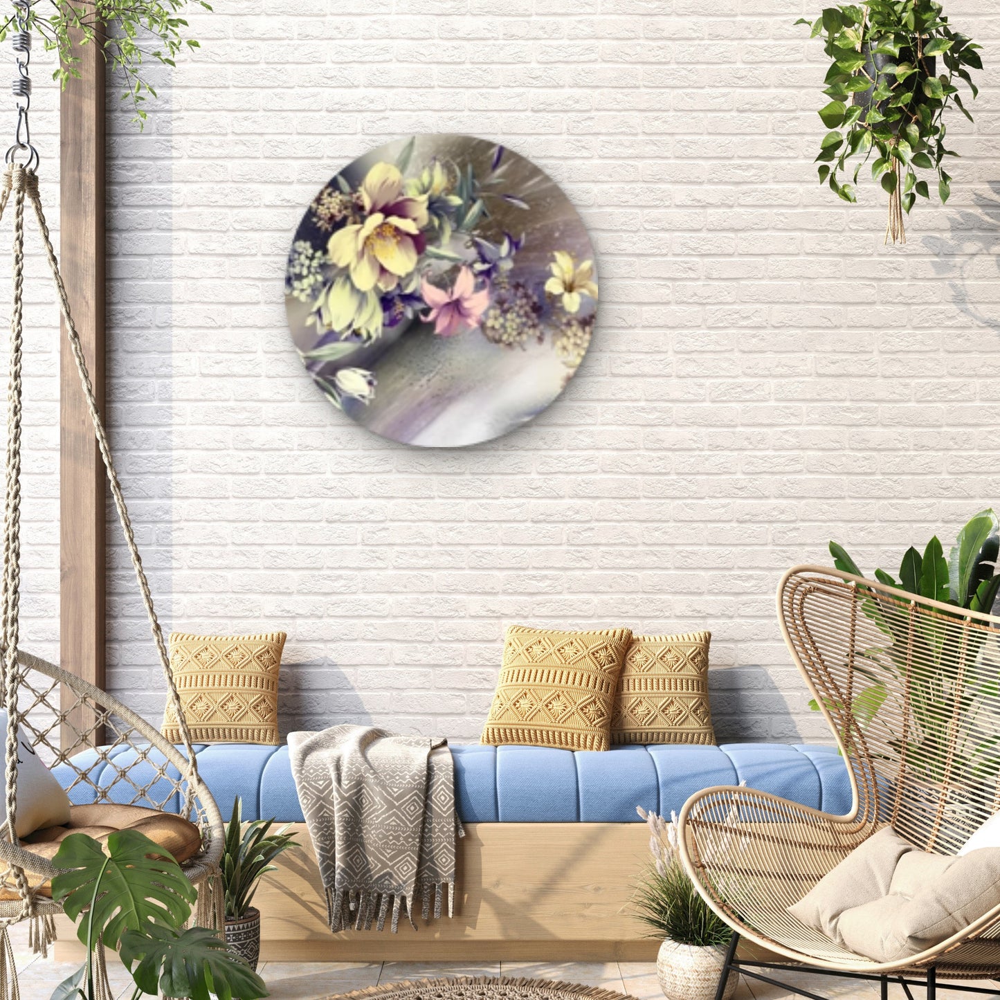 Abstract Flowers with Leaves Acrylic Glass Rounded Print Tempered Glass Wall Art 100% Made in Australia Ready to Hang
