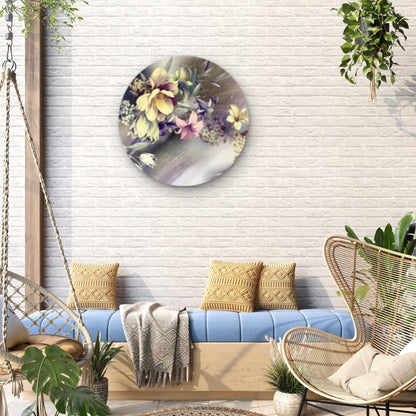 Abstract Flowers with Leaves Acrylic Glass Rounded Print Tempered Glass Wall Art 100% Made in Australia Ready to Hang
