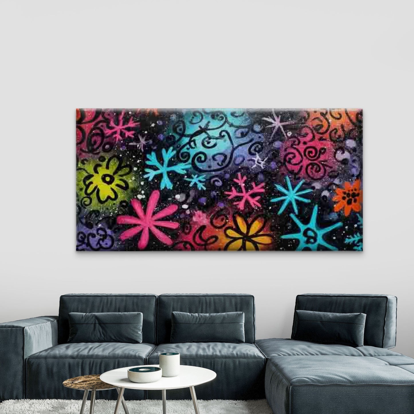 Colorful Abstract Floral Wall Art Canvas Office Home Room Framed 120x60cm