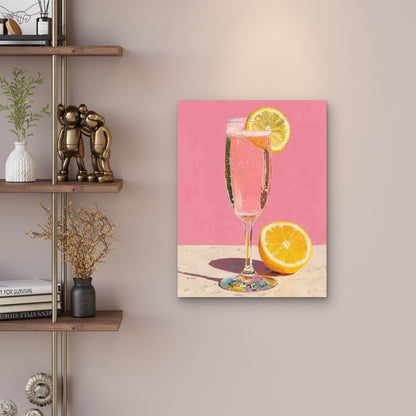 Adorable Pink Champagne Mimosa Cocktail Metal Print Ready to Hang
