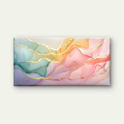 Soft Pastel Golden Flow Wall Art Canvas Office Home Room Framed 120x60cm