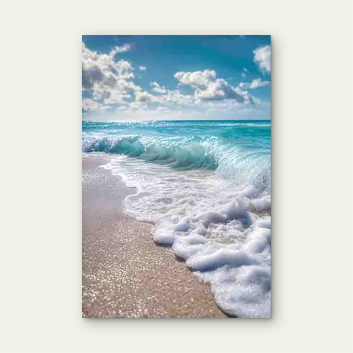 Sunlit Ocean Wave Shoreline Metal Print Ready to Hang