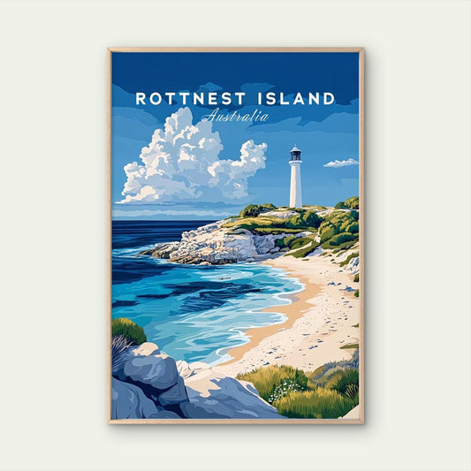 Featuring Rottnest Island Australia Travel Poster Print Wall Art