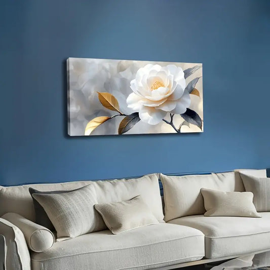 Beautiful White Flowers Floral Wall Art Canvas Office Home Room Framed 120x60cm