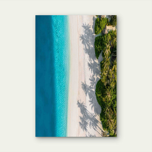 Cerulean Waters And Palm Tree Shadows 60x90cm Metal Print Ready to Hang