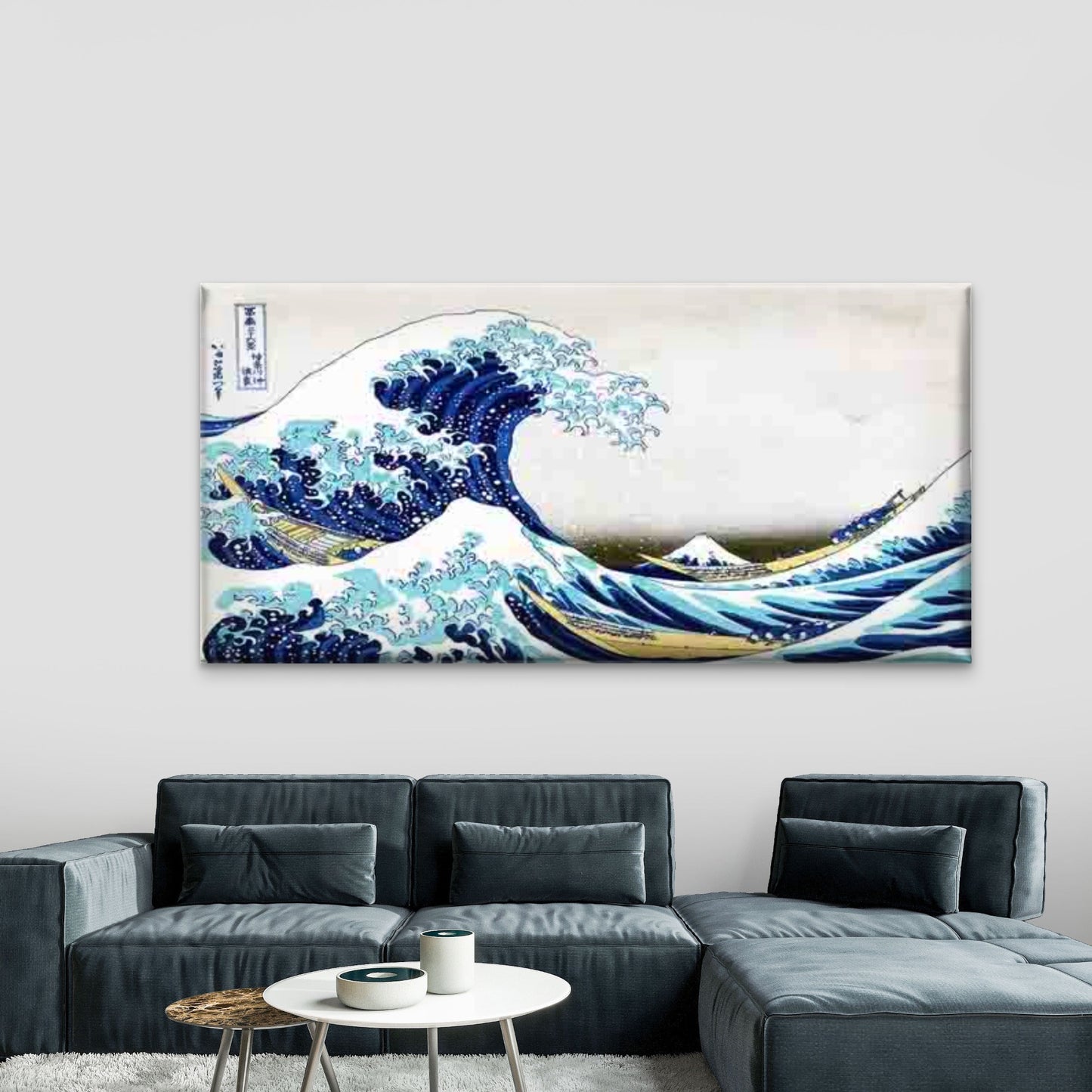 Ocean Wave And Boats Wall Art Canvas Office Home Room Framed 120x60cm
