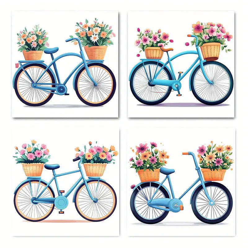 4pcs   Print Bik Themed Elegant HJ     Wall Art Canvas Framed