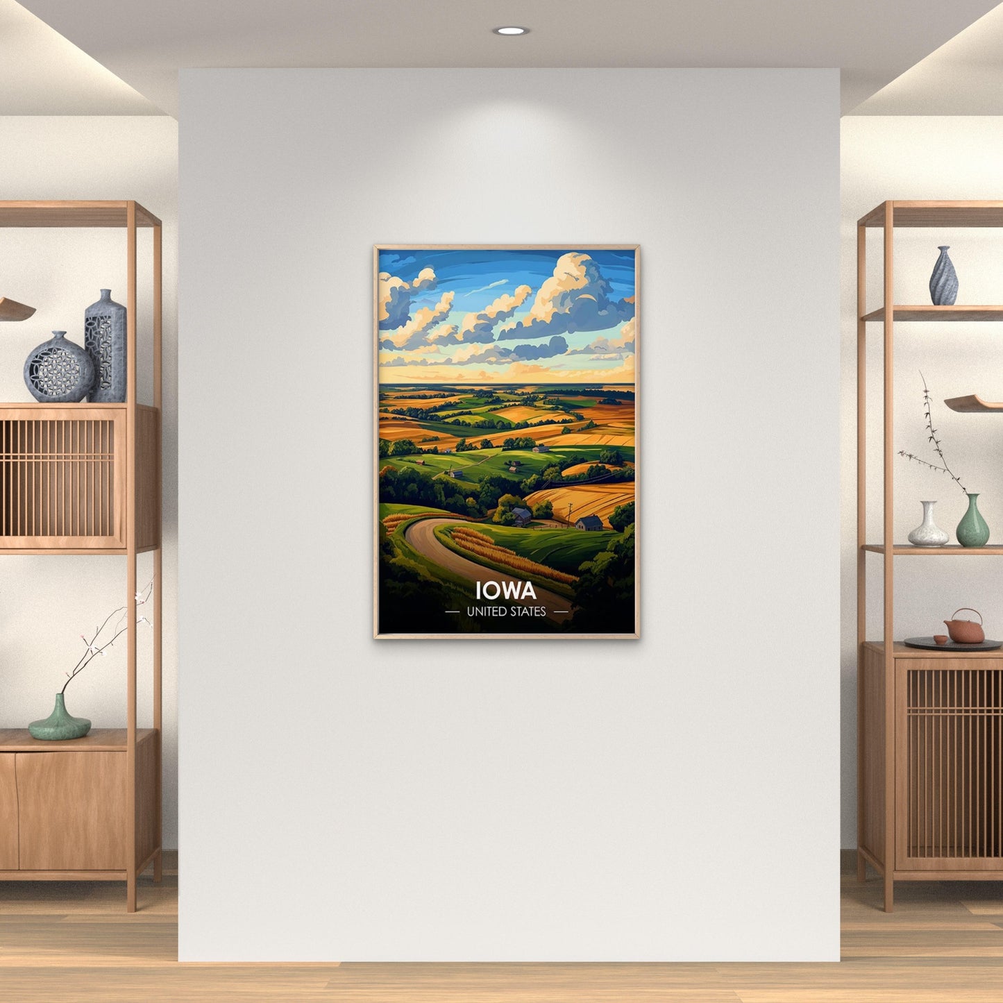 Rolling Hills And Fields Of Iowa Travel Poster Print Wall Art