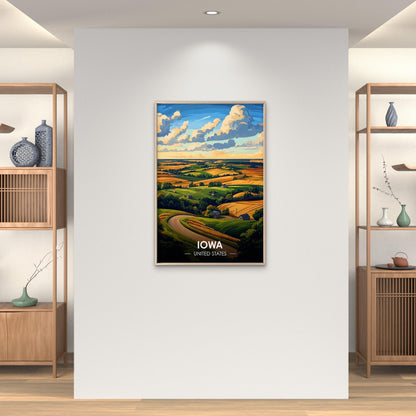 Rolling Hills And Fields Of Iowa Travel Poster Print Wall Art