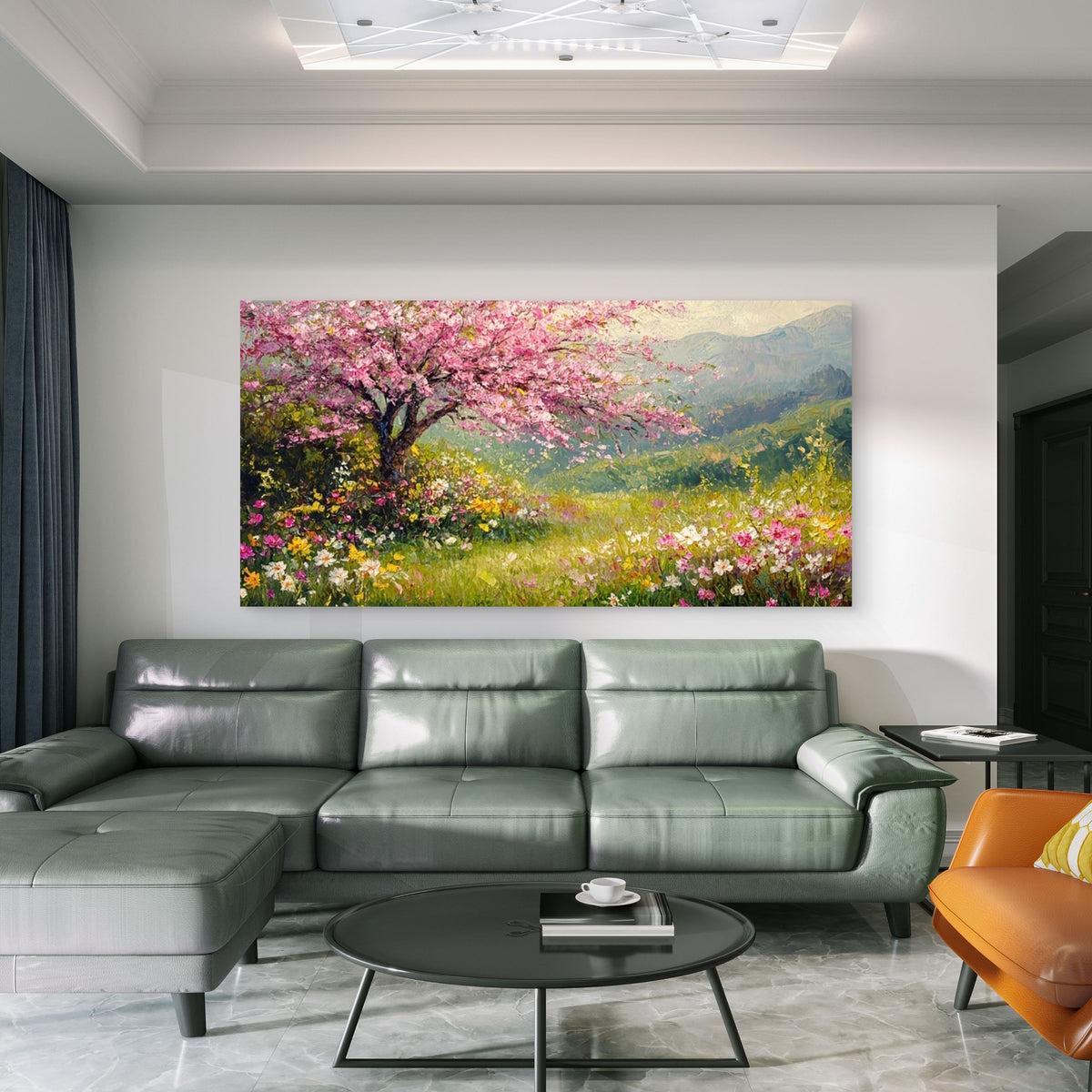 Spring Blossom Garden Wall Art Canvas Office Home Room Framed 120x60cm