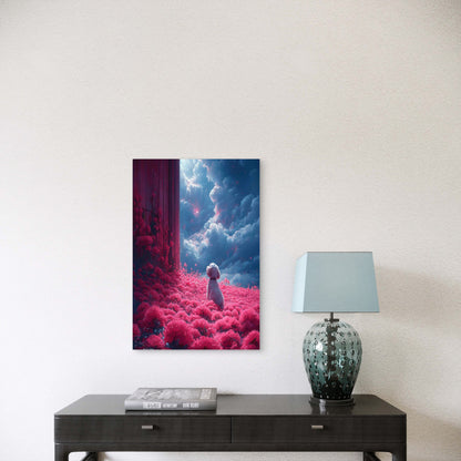The Pink Path with A Cute Dog 60x90cm Metal Print Ready to Hang