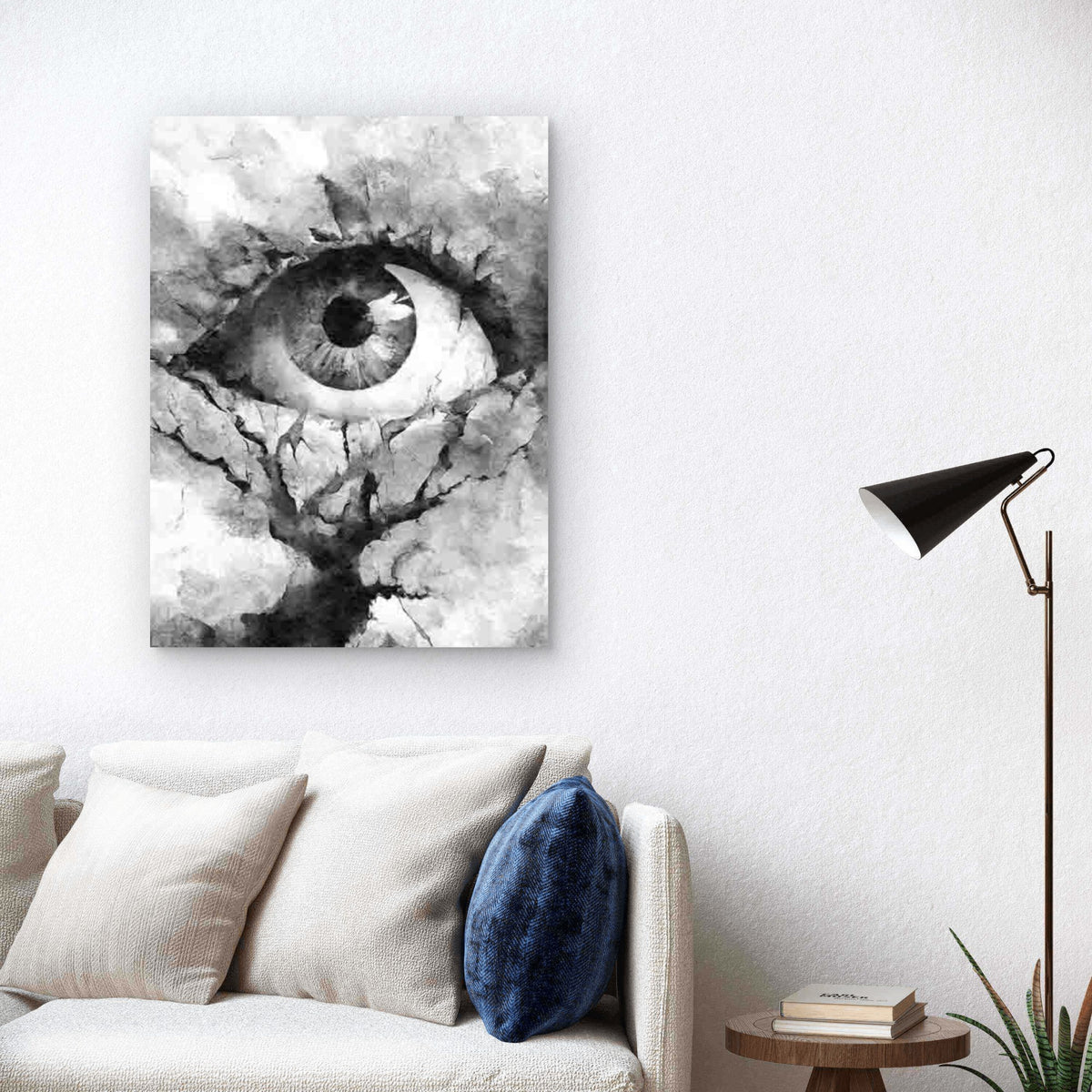 Abstract Grey Eye Tree Painting 60x90cm Metal Print Ready to Hang