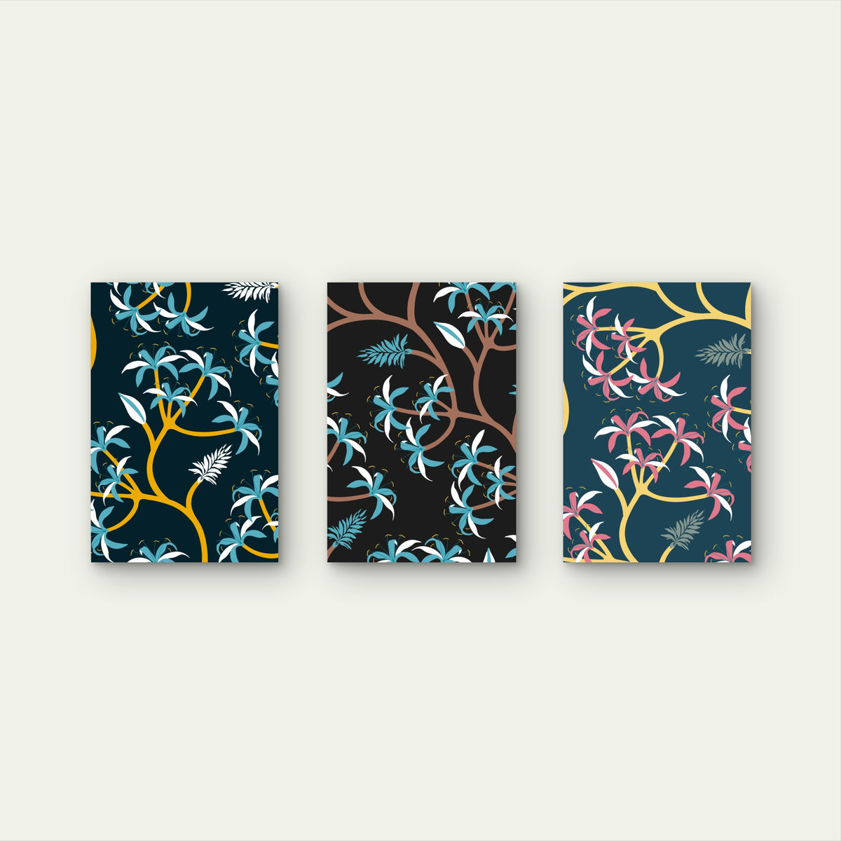 3pcs Modern Botanical Leaf Pattern Wall Art Set Canvas Framed 60x90cm - High Quality Print 100% Australian Made Wall Canvas Ready to Hang