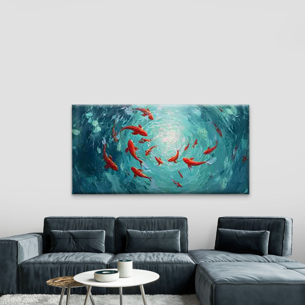 Red Koi Fish Wall Art Canvas Office Home Room Framed 120x60cm