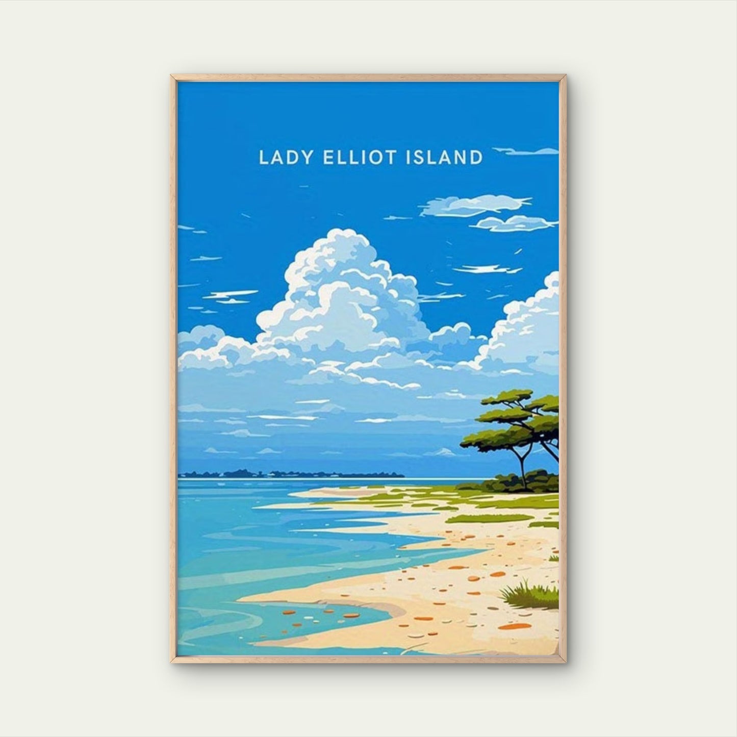 Lady Elliot Island Beach Scene View Travel Poster Print Wall Art