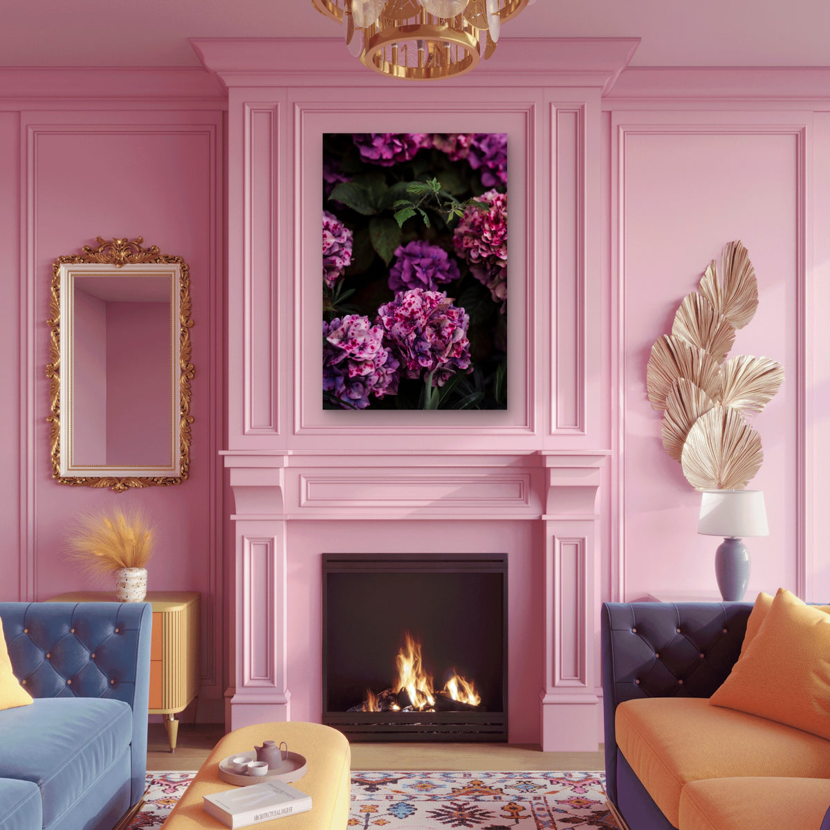 Close Up View Of Hydrangea Macrophylla 60x90cm Metal Print Ready to Hang