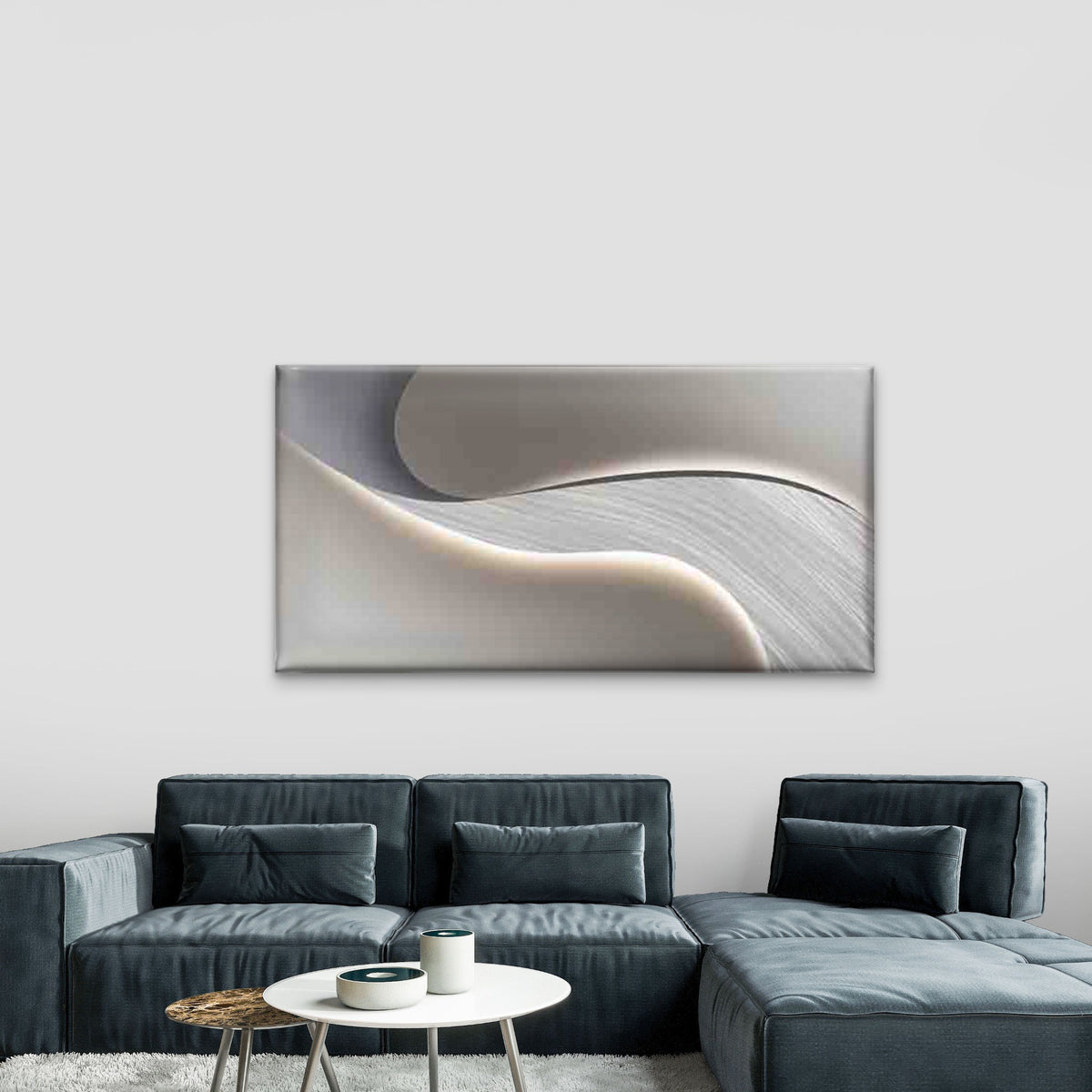 Contemporary Abstract Wave Wall Art Canvas Office Home Room Framed 120x60cm
