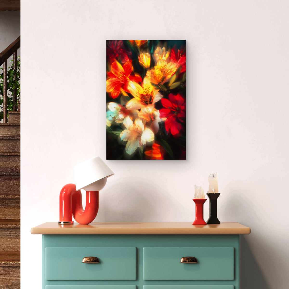 Vibrant Bouquet of Alstroemeria Flowers 60x90cm Metal Print Ready to Hang