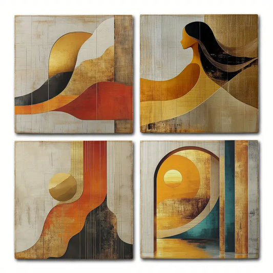 4pcsHome Decor Signboard Plaque Girl,Moon  Wall Art Canvas Framed