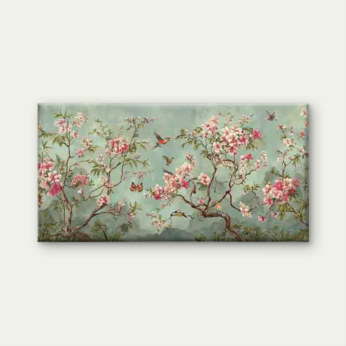 Cherry Blossoms And Flying Bird Wall Art Canvas Office Home Room Framed 120x60cm