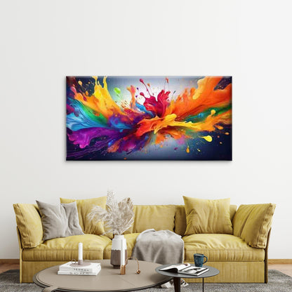 Colorful Paint Splash Design Wall Art Canvas Office Home Room Framed 120x60cm