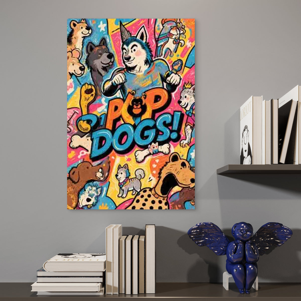 Pop-Art Dog Pattern 60x90cm Metal Print Ready to Hang