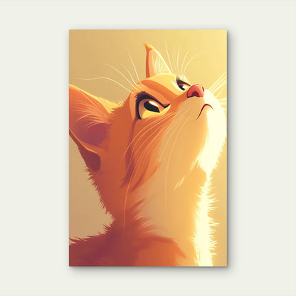 Digital Illustration of an Orange Tabby Cat 40x60cm Metal Print Ready to Hang