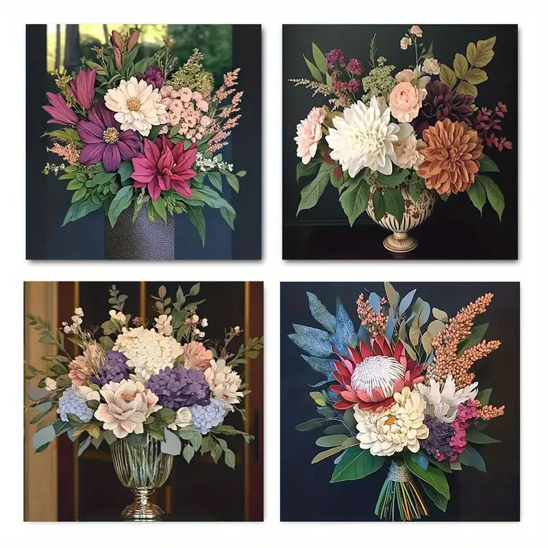 4pcs  Vibrant Colors, High-Quality Texture Wall Art Canvas Framed