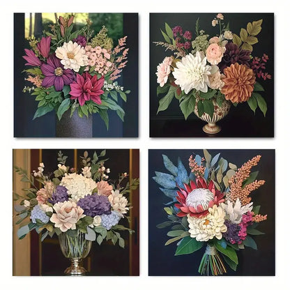 4pcs  Vibrant Colors, High-Quality Texture Wall Art Canvas Framed