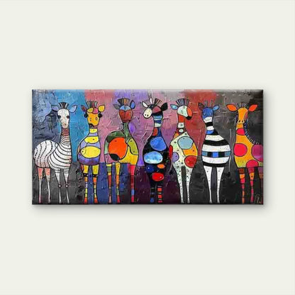 Vibrant Abstract Zebras Wall Art Canvas Office Home Room Framed 120x60cm