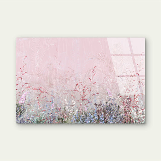 Blush Pink Botanical Wildflower Meadow Acrylic Glass Printing Wall Art Australian Made Quality