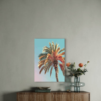 Pastel Tropical Palm Tree Metal Print Ready to Hang