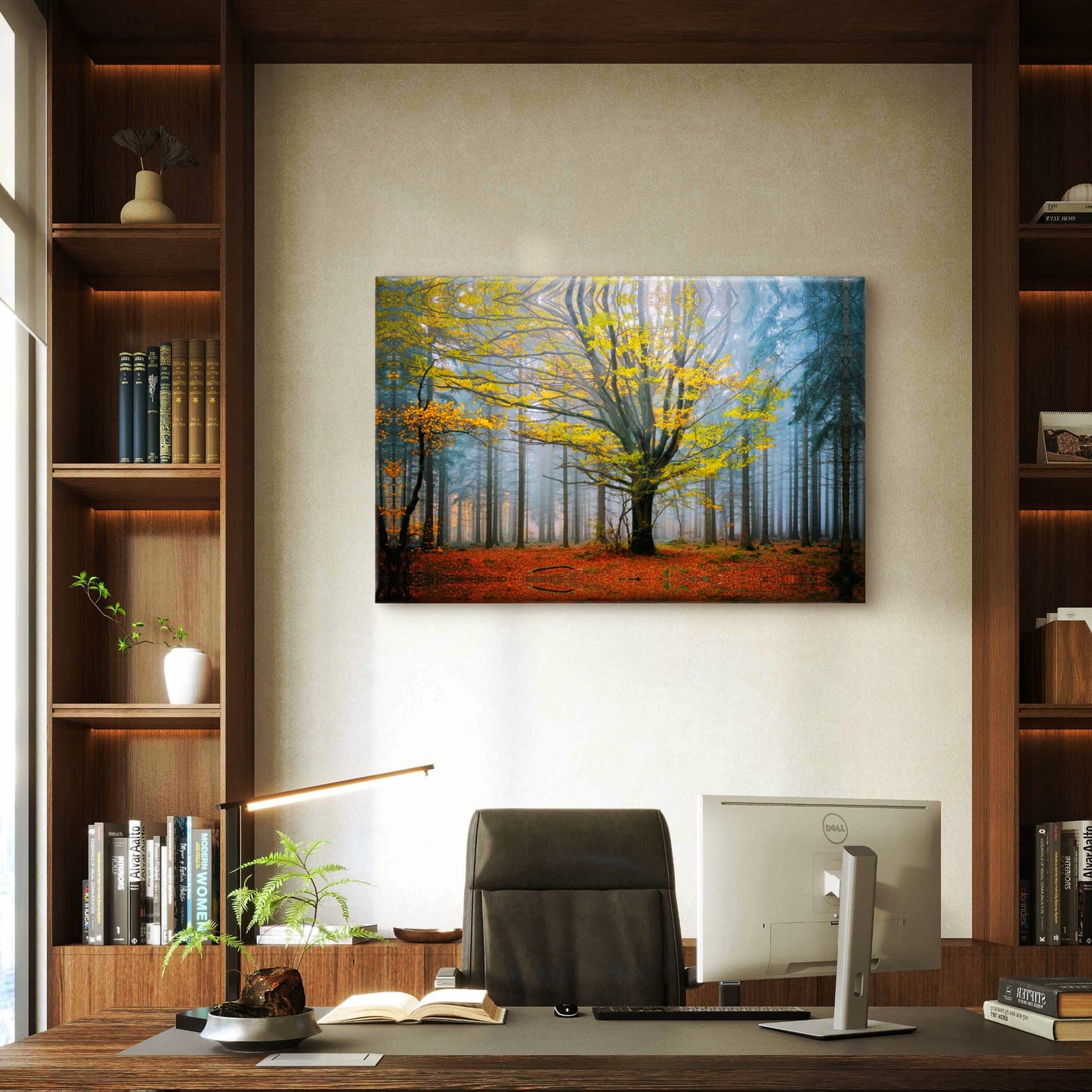 Green Tree Autumn Dark Forest Wall Art Decor 100% Australian Made