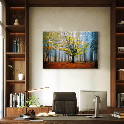 Green Tree Autumn Dark Forest Wall Art Decor 100% Australian Made